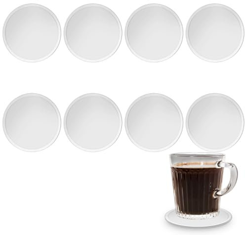 8Pièces Dessous de Verre Silicone,Sets de sous-Verres,Dessous de Verre Ronds,sous-Verres Blancs Antidérapants,Convient pour Les Tasses à thé, Les Tasses à Café, Les Tasses à Bière