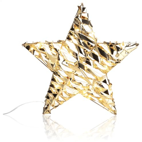 com-four® LED-Stern mit Timer, 30 cm Weihnachtsstern, Deko Leuchtstern | Innen-Beleuchtung für Weihnachten