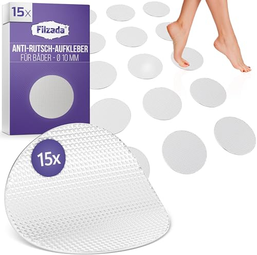 Filzada® 15x Anti Rutsch Badewanne Ø 10cm Transparent - Antirutsch Pads | Anti Rutsch Pads selbstklebend - Dusche Aufkleber sicherer Stand auf Fliesen - hygienischer als Duschmatte - unauffällig