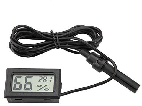 LCD Aquarium Thermometer Hygrometer Digital mit 1,5m Externer Sonde, -50°C bis 70°C Terrarium Thermometer Hygrometer für Reptilien Geflügel, Brutthermometer Inkubator Geeicht
