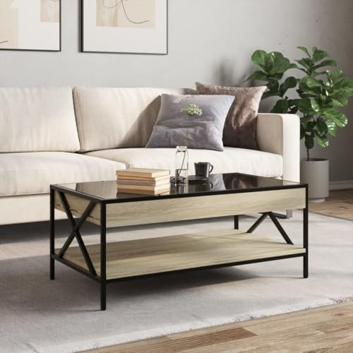 HEFZGDB Couchtisch mit Infinity-LED Sonoma-Eiche 90x50x38 cm Blumentisch Beistelltisch Couch Coffee Table Living Room Coffe Table für Garten Innenhof Café Balkon