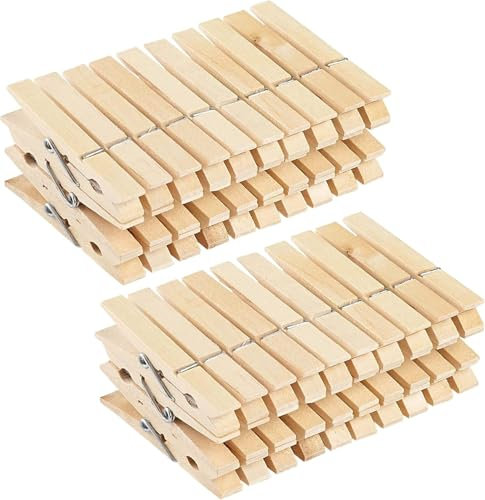 PURANEX 120 Wooden Clothes Pegs for Washing Line - Non-Slip Grip, Rust-Resistant Metal Spring, Durable & Reliable Pine Wood Laundry Pegs, DIY Crafts, Photo Hanging