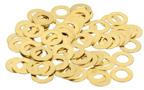 sourcing map Rondelle piatte in ottone, diametro esterno 1/2 x 1/4 ID x 0,5 mm, rondelle M6 per bulloni e viti, riparazione di macchinari, costruzione esterna, confezione da 110