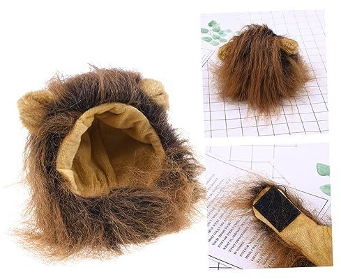 CIYODO Adorable Lion Mane Wig Für Hunde Und Katzen Lustige Perücke Für Haustiere Und Bequem Für Halloween Cosplay Und Partys Passt Für Kleine Hunde Und Katzen Hellbraun