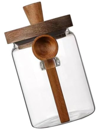 Gatuida jarra de vidrio envase contenedor de almacenamiento de alimentos tarro de boticario frasco lata cafe botes hermeticos botes de cristal con tapas de madera contenedor de azúcar