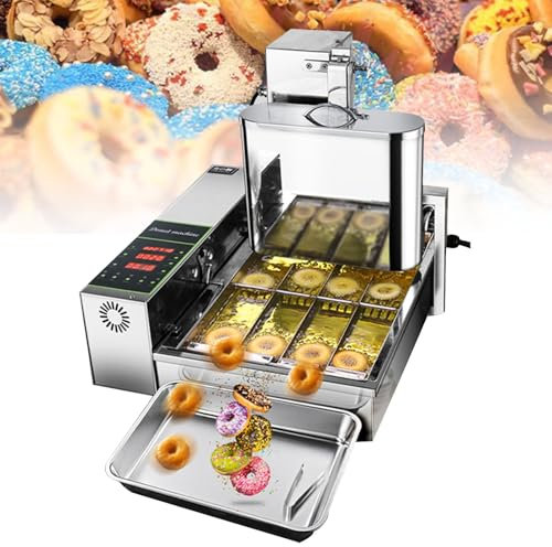 Commercial Automatic Donut Maker Machine, High Efficiency 360 Donuts Per Hour, Stainless Steel Digital Fryer with Smart Control for Bakeries and Catering