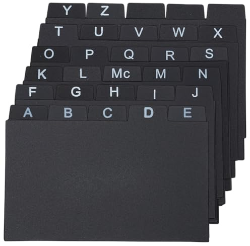 PLIGREAT Intercalaires pour Fiches Noires Cartes de Visite avec Onglets Alphabétiques Guides de Fichiers et de Recettes 30 intercalaire pour Cartes à Collectionner Guides