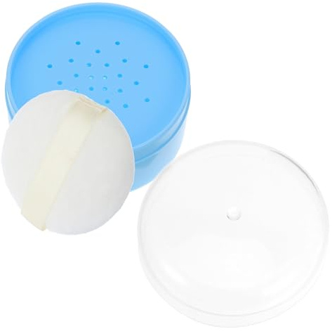 Kisangel Leerer Puderquastenbehälter Mit Puderquaste Und Sieb Kunststoffbox Für Babypuder Geeignet Für Zuhause Und Unterwegs