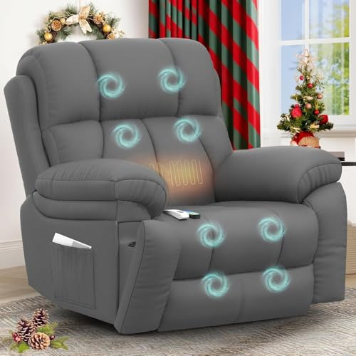 YONISEE Lift Chair Recliners for Elderly, Recliner Chair with Massage & Heat, Extended Footrest, Oversized Recliners Armchair Lounge Sofa with Type C+USB Ports, Hidden Drink Holders, Dual Side Pockets