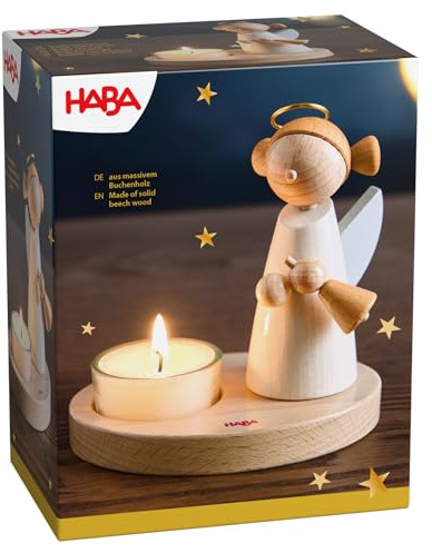 HABA Engel mit Teelicht – Weihnachtliche Holz-Dekoration aus Buchenholz – Stilvoller Schutzengel für Advent & Festliche Atmosphäre – 2012297001