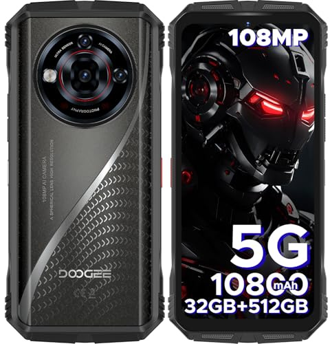DOOGEE S118 Pro 5G Téléphone Portable Incassable, 32GB+512GB/2TB, D7050, 6.6 FHD+/120Hz, 10800mAh/33W, 108MP AI Triple Caméra, Android 14 Smartphone Incassable,BT5.2/WIFI6/NFC/Octa-Core/Dual SIM/IP68
