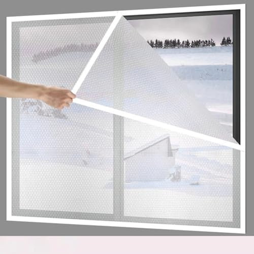 Fensterisolierungsset, verdickte, winddichte, warme Dichtungen, Vorhänge, Isolier-Luftpolsterfolie for Türen, Wohnmobile, Keller, Gewächshäuser(White,W:1.8MxH:2.0M)