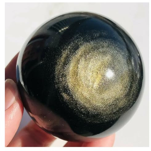 HGETJOHXEM 1 Pezzo da 900-1000 g di Sfera di Ossidiana Dorata, Scintillante e appariscente