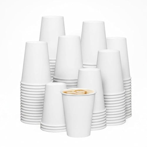 BEGREEN 8oz White Paper Cups Bulk 1000 Pack | Single Wall Disposable | Eco Friendly Recyclable | Food Grade Hot Coffee Cups for Offices Cafes Events Restaurants
