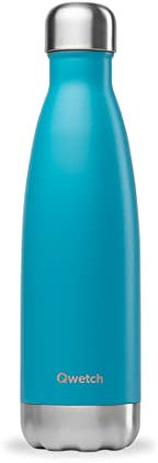 Qwetch - Bouteille Isotherme Bleu Turquoise 500ml - Gourde Nomade Inox - 24h Froid et 12h Chaud - Etanche, Sans BPA & Réutilisable - Gourde isotherme pour Sport, Voyage, Bureau, Randonnée