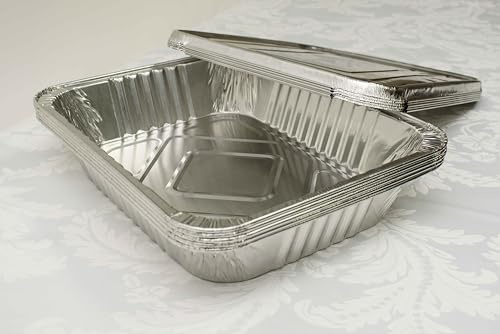 Decor Essentials Disposable Foil Trays with Lids Food Pan Catering Food Parties Events 50 Pack Large