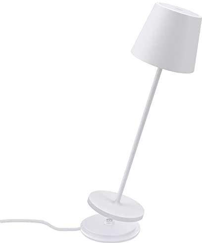 K-Bright lampe de table LED Dimmable Intérieur et extérieur Rechargeable Couleur de lumière chaude Pour l'intérieur et l'extérieur Lampe de table design avec station de chargement USB Blanc