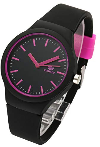 JSDDE Uhren Damenuhr Armanduhr Candy Farbe Silikonband Sportuhr Lässig Analog Quarzuhr Watchs für Frauen Mädchen Jungen (Schwarz)
