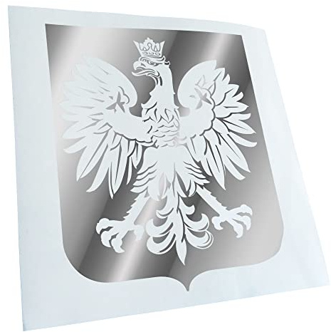 Kiwistar - Autoaufkleber - Polen Wappen - chrom - 11,7x10cm - Heckscheibe Auto Aufkleber wetterfest für Kfz LKW Mofa Truck - Sticker außen selbstklebend Tuning Zubehör für Fenster Fahrzeug Scheibe