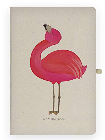 Mr. & Mrs. Panda Skizzenbuch Flamingo Stolz - Geschenk, Skizzenheft, notizbuch, Rosa, A4 Kariert, Kladde, Journal, Tagebuch, Mama, Tochter