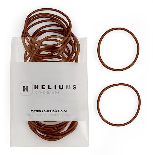 Heliums Thin Hair Elastics - Brown - 2mm Ties for Thin Hair, 1.75 Inch, Medium Hold No Damage Ponytail Holders - 40 Count