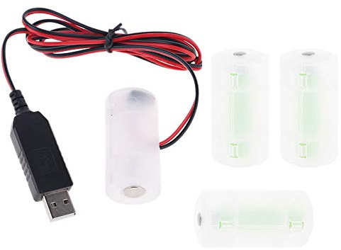 M2 LR14 C Battery Eliminator 2M USB Cable Replace 1 to 4 Pieces 1.5V C Battery for LED Light and More