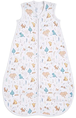 aden + anais Schlafsack, 1,0 TOG Wert, Bunte Muster für Mädchen & Jungen, Schlafsack für Neugeborene aus 100% Baumwoll-Musselin, 6-18 Monate, Winnie in The Woods, ASEC10017DI