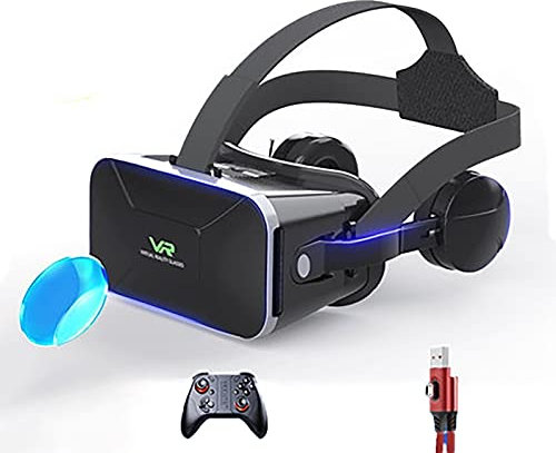 CYLZRCl VR Headset 3D VR Glasses Virtual Reality Headset Visual Wide-Angle VR Glasses Box For 5 to 7 inch Smartphone Eyeglasses (Color : Blu ray 3)