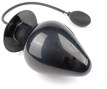Rubberfashion Latex Butt Plug aufblasbar Extrem - XXXXL - aufblasbarer Analplug mit Pumpe für Frauen und Männer 21 x 12,5 cm schwarz 0.4mm ohne festen Kern