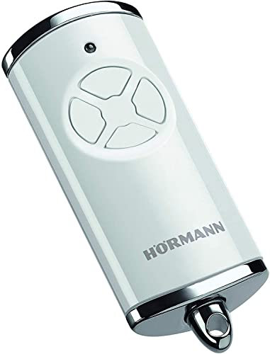 Horma HSE 4 BS hand-held transmitter, frequency 868 MHz, garage door drive with chrome caps, 4511565, high-gloss white