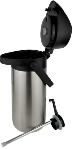 Pioneer 1,9 l rostfritt stål med spak, läckagesäker termos för varma och kalla drycker, enkel pumpdispenser för evenemang med te-etikett