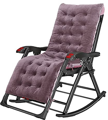 WANWEN Renovation House Patio Lounge Chairs Massage Leisure Sun Lounger Home Adult Senioren Schaukelliege Siesta-Liege Folding Old Man Portable Nap Chair(Color:Pink Crystal Cushion) Little Surprise