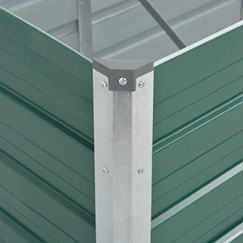 Mogou Garten-Hochbeet, Pflanzkübel, Kräuterbeet, Hochbeete-kit, Schneckenzaun, Pflanztrog, Pflanzgefäße, Pflanzfolie Für Hochbeet,Teichbecken, Verzinkter Stahl 320x80x77 cm Grün