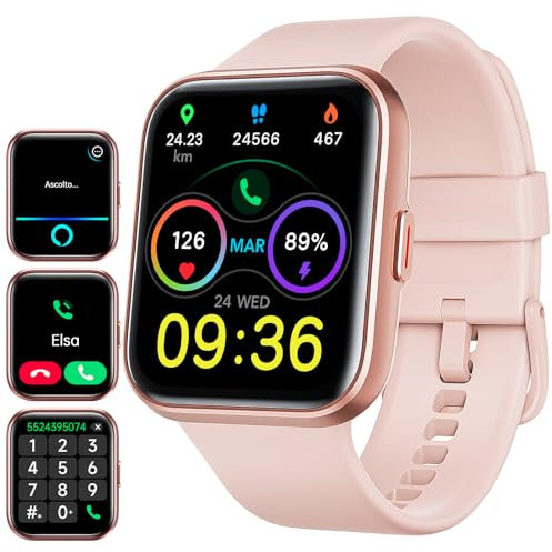ENOMIR Smartwatch Donna con Chiamate, 1,8 Orologio Smartwatch Uomo con Fare Chiamate, Cardiofrequenzimetro, SpO2, Sonno, Contapassi, Alexa Integrata, Fitness Orologio Digitale con Android/iOS