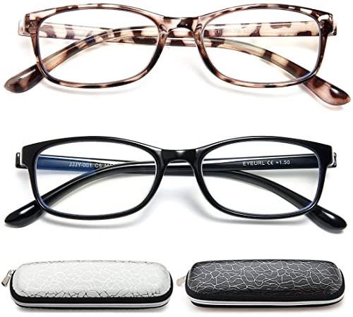 EYEURL Reading Glasses Womens Blue Light Blocking - 2 Pack Lightweight Computer Readers +1.5 Glare Blocking Ladies Eyeglass