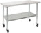 HARDURA Stainless Steel Table with Wheels 61×152cm Casters Heavy Duty Commercial Food Preparation Work Tables with Undershelf and Galvanized Legs for Restaurant Kitchen Bar and Hotel Garage