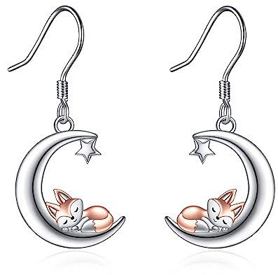 VONALA Tier Ohrringe Damen 925 Sterling Silber Mond Hase/Fuchs/Katze/Panda/Koala Tropfen Ohrringe Hypoallergen Schmuck Weihnachten Geburtstag Geschenke für Frauen Teen Mädchen