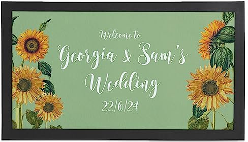 Refresh Prints Personalised Bar Runner Mat - Wedding Borders Regular Bar Runner (Sunflowers)