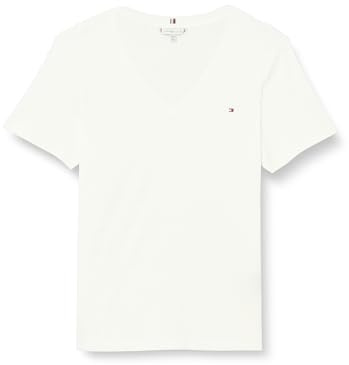 Tommy Hilfiger Camiseta de Manga Corta para Mujer Slim Cody con Cuello de Pico