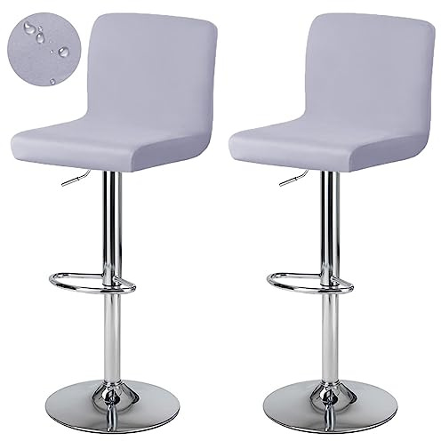 Levoberg - Funda para taburete de bar con respaldo impermeable, funda de silla de comedor giratoria, cubierta de silla alta de bar extensible 2 piezas, color gris claro