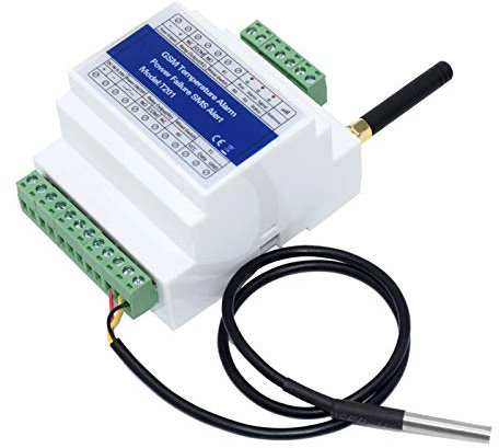 KOCAN Controller di accesso dell'interruttore di relè a distanza GSM T201 Allarme di temperatura GSM 2G / 3G / 4G dello stato di mentazione, guasto di corrente, allarme SMS 2 sensore di temperatura di