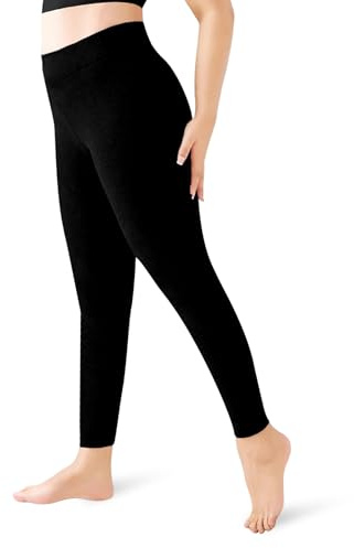 Womens Fleece Lined Legging - Thick Fur Fleece Lined Leggings High Waisted Thermal Leggings Winter Pants S/M/L/XL (9666-Black, L-XL)