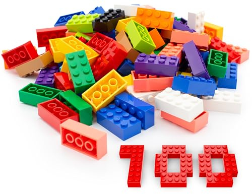 LEGO Steine 2x4 Bunt, 100 Stück - Einzelne LEGO Bausteine XXL, Grundbausteine für Legoplatten und Bausteine Classic Box, 8er Legosteine Classic ab 4 Jahre | Basic Bricks (3001)
