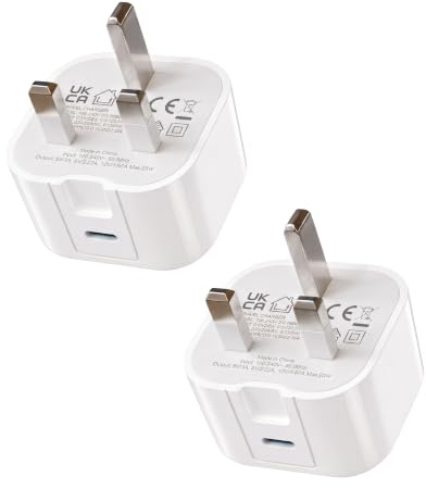 2Pack 25W Charger For Air 11 Inch 2026 2025 2024/Air 13 Inch 2026 2025 2024 | iPad 11th/Pro 11 2025/2024/Pro 13 2025/iPad Mini A17 Pro 2024 Charger Plug 25W USB C Charger Mains UK Wall Charger(White)