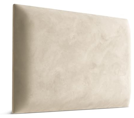 Muralo Wandkissen Gepolstert, Magic Velvet, Wandpolster - 50x40 cm, Creme | Wandpaneel, ideal als Bettkopfteil oder Lendenkissen - für Schlafzimmer und Wohnzimmer, einfache Anbringung mit Montagekleber