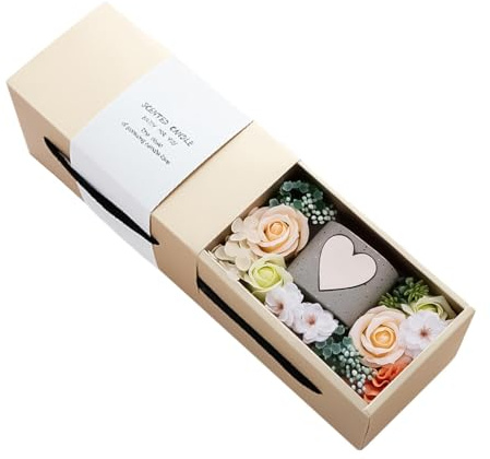 Forever Roses Boîte cadeau pour bougie Forever Flower - Bouquet romantique élégant de fleurs préservées, fleurs artificielles, cadeau, créatif parfum floral