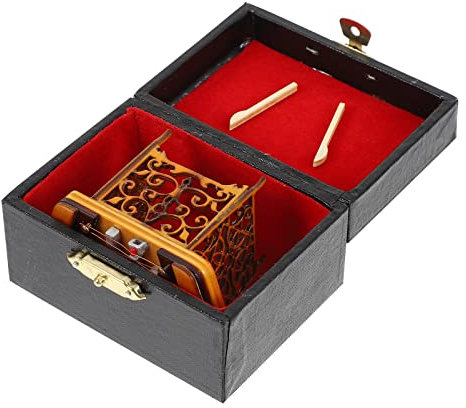 Yardenfun Miniatur Hackbrett Modell Schmuck Realistisches Instrumentenmodell Lichtecht Filigranes Design für Mikro Landschaften Dekoration für Schreibtisch