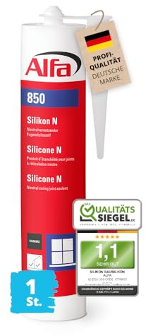 Alfa Silikon Schwarz UV-beständig – Bausilikon – Fugendichtstoff | Profi Qualität – Neutralvernetzendes Silikon 300 ml für Fenster, Türen und Fugen, UV-beständig, elastisch für innen und außen