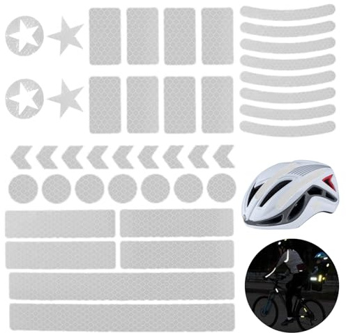 HIQU and HIST 42 Stück Fahrrad Reflektoren Aufkleber Set,Reflektoren Sticker Aufkleber,Tape Reflexfolie Selbstklebend,Leuchtaufkleber für Fahrradhelme, Motorräder, Schultaschen, Rucksäcke,Felgen