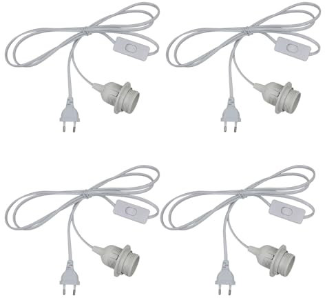 LNGJIN 5 Pezzi Portalampada E27 con interruttore a filo cavo, E27 Portalampada, prese per paralume con spine,portalampada a sospensione con presa elettrica,Per Loft Garage Illuminazione
